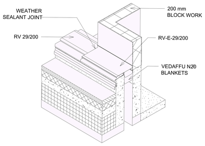 Wall to Roof Flashing Detail - Isometric View 3 CAD block preview