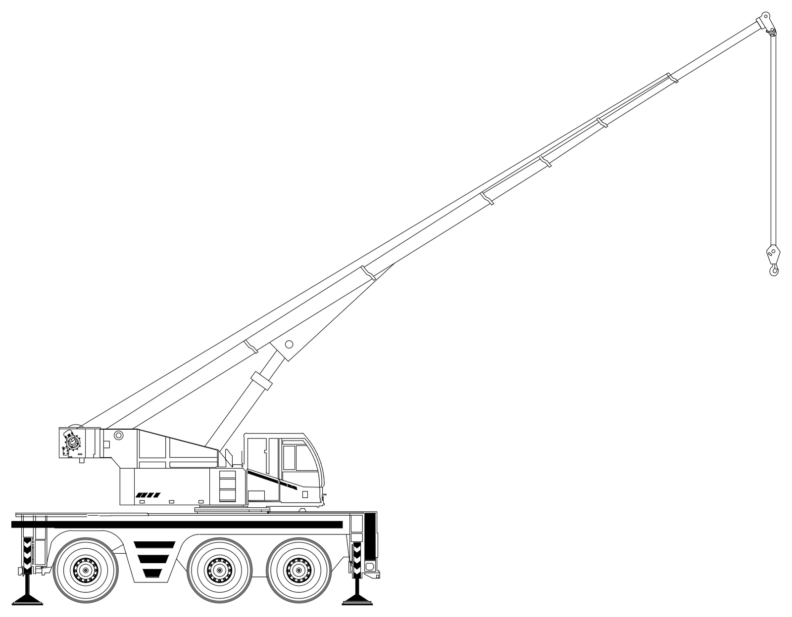 50 Tonne Mobile Crane - Side Elevation – free CAD block preview