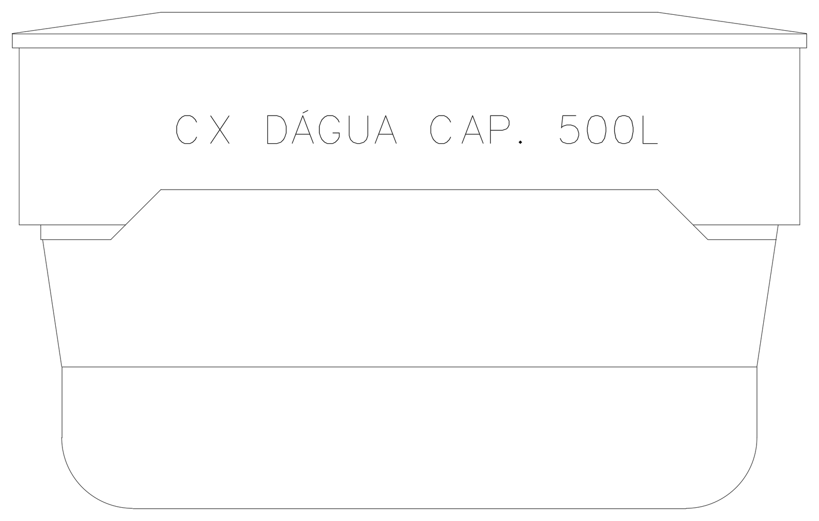 500 Litre Water Tank Elevation – free CAD block preview