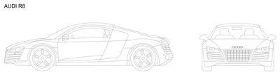 Audi R8 - Side and Front Elevations CAD block preview