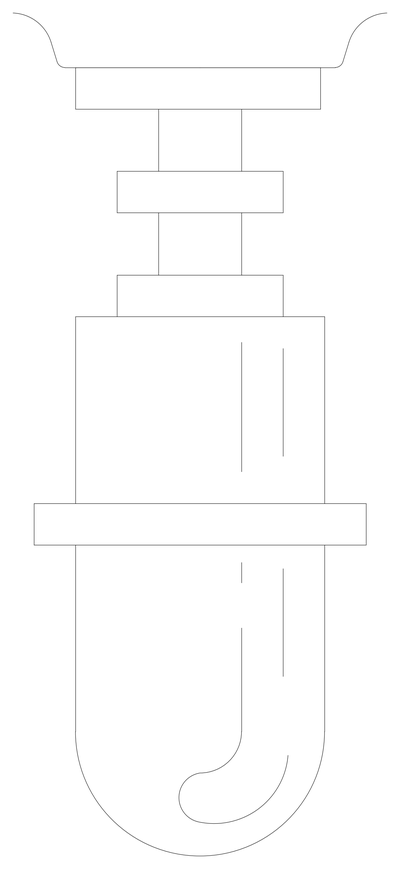 Basin Waste Trap Elevation CAD block preview