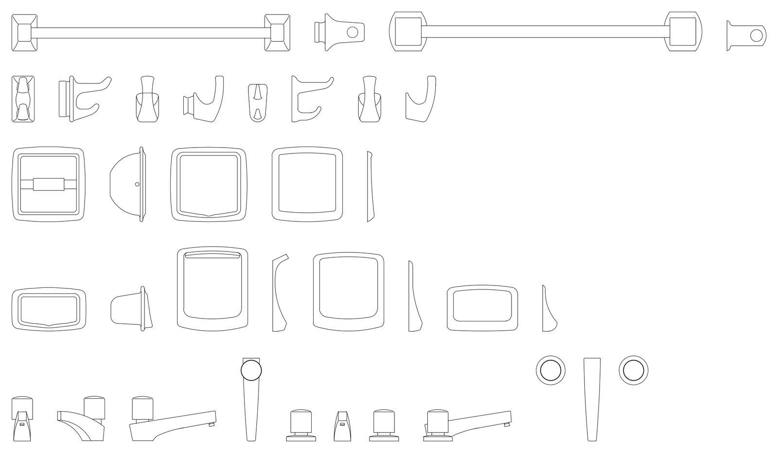 Bathroom Accessories and Taps Set – free CAD block preview