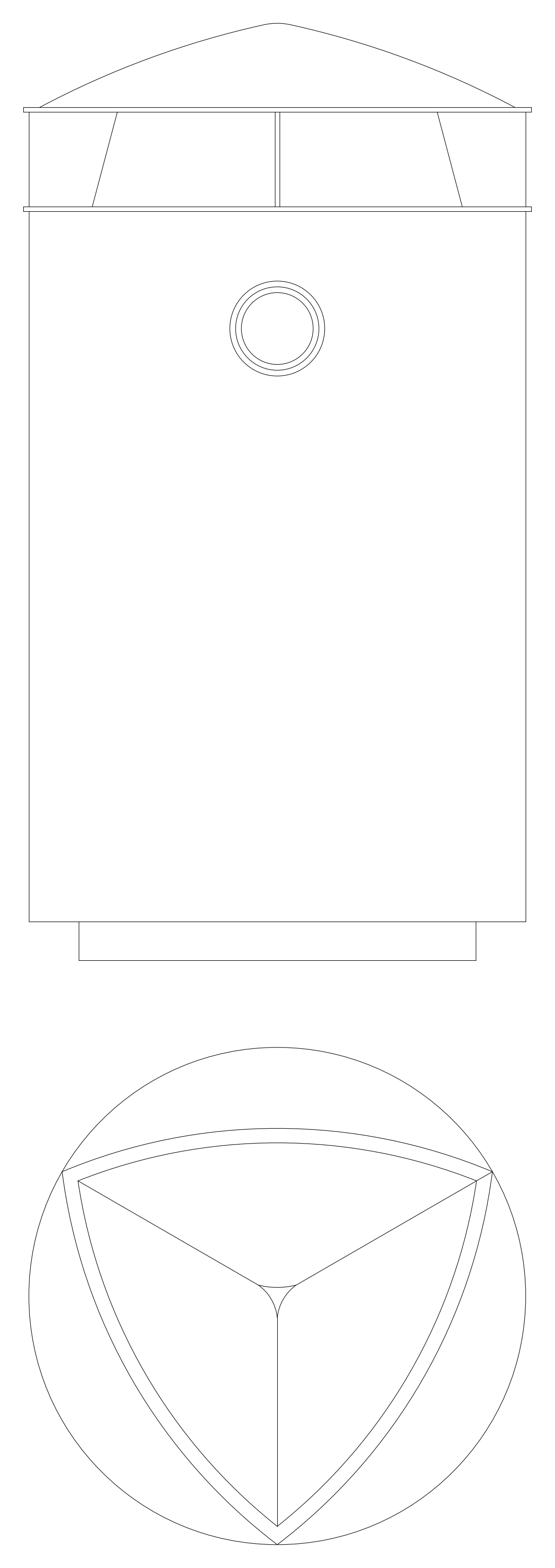 Cylindrical Litter Bin - Elevation and Plan – free CAD block preview