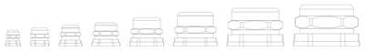 Euro Brass Cable Glands M12 to M63 - Outline Elevations CAD block preview