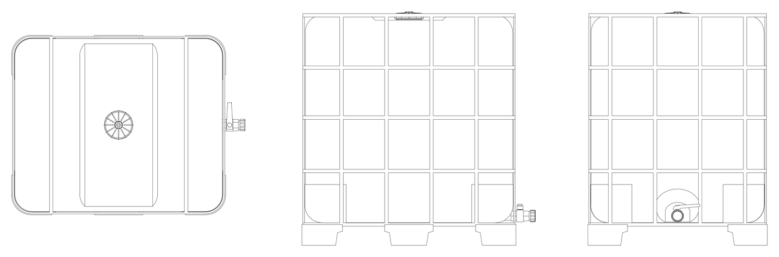 IBC Container - Plan, Front and Side Views – free CAD block preview