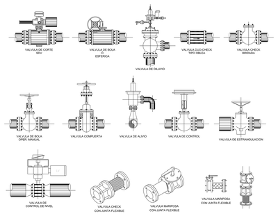 Industrial Process Valve Elevations CAD block preview