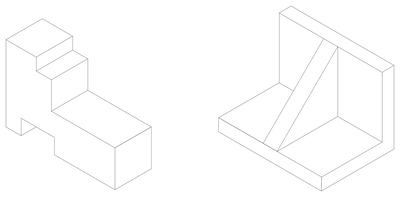 Isometric Shapes - Stepped Block and Gusseted Angle CAD block preview