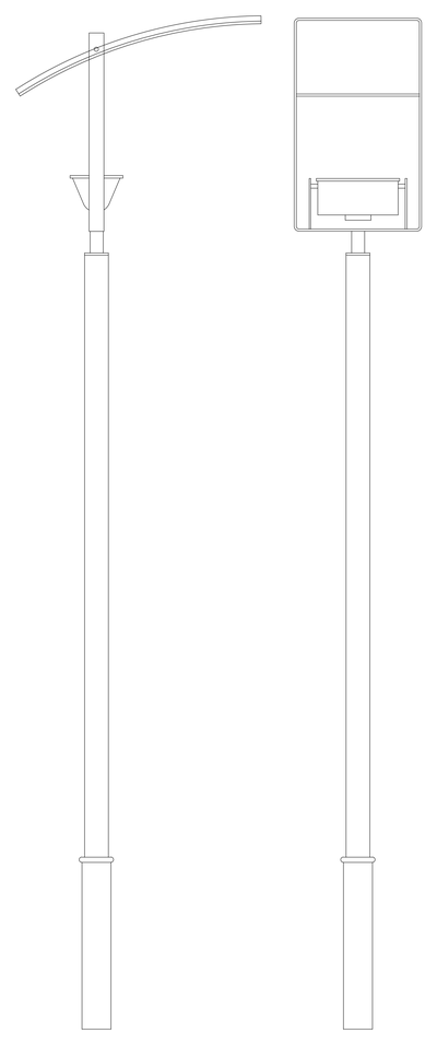 Modern Street Light Posts - Elevations CAD block preview