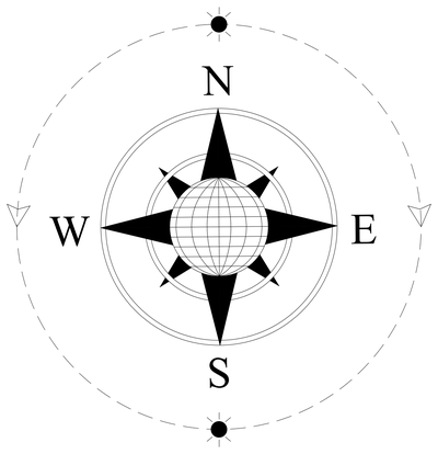 NESW Compass Rose North Point with Globe CAD block preview