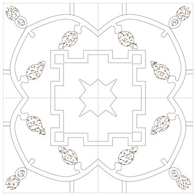 Ornamental Floor Tile with Pomegranate Motifs CAD block preview