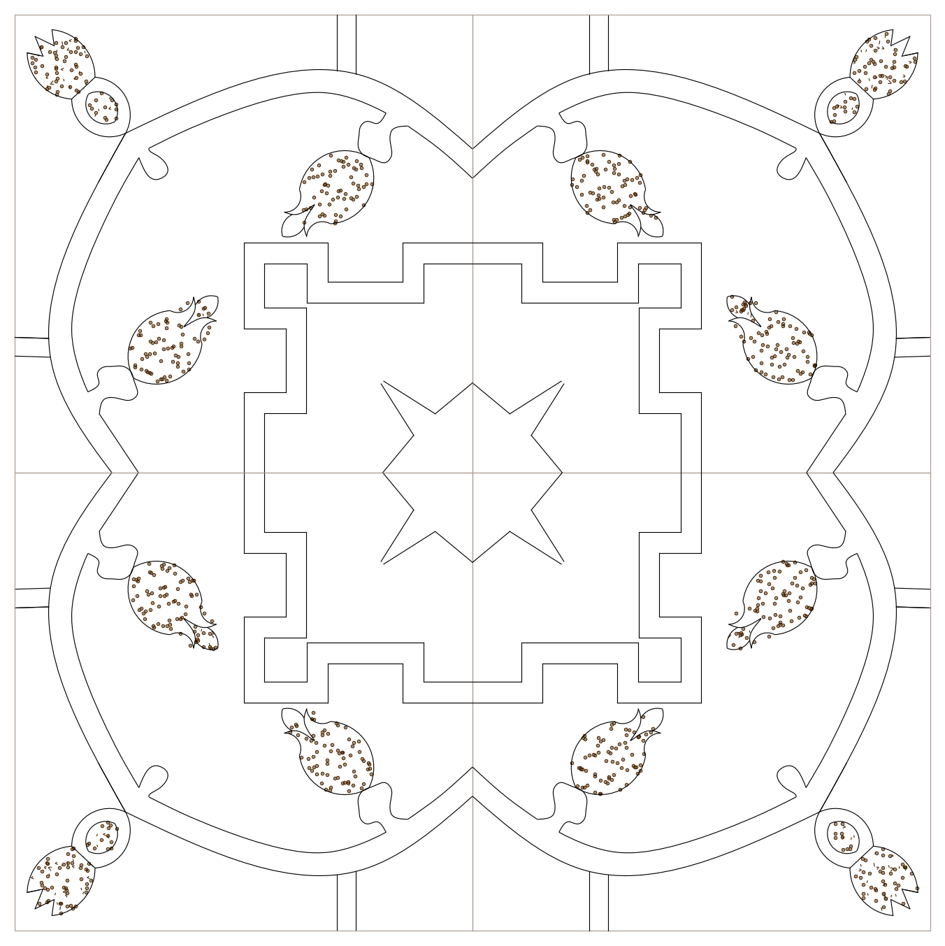 Ornamental Floor Tile with Pomegranate Motifs – free CAD block preview