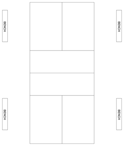 Pickleball Court Plan with Benches CAD block preview
