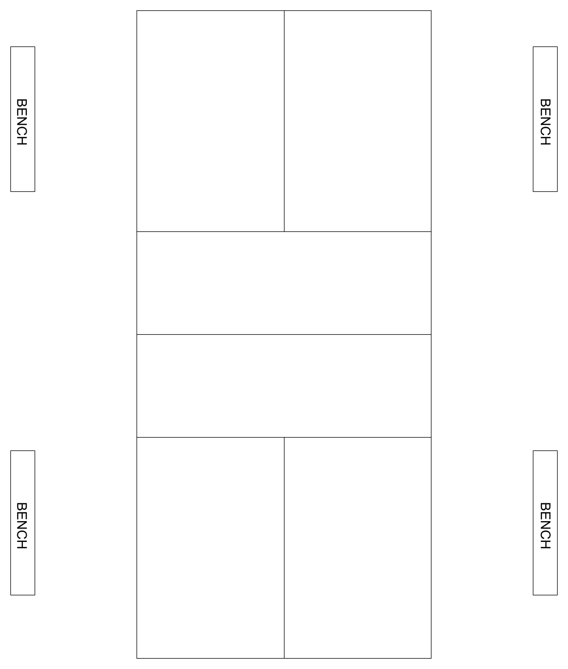 Pickleball Court Plan with Benches – free CAD block preview