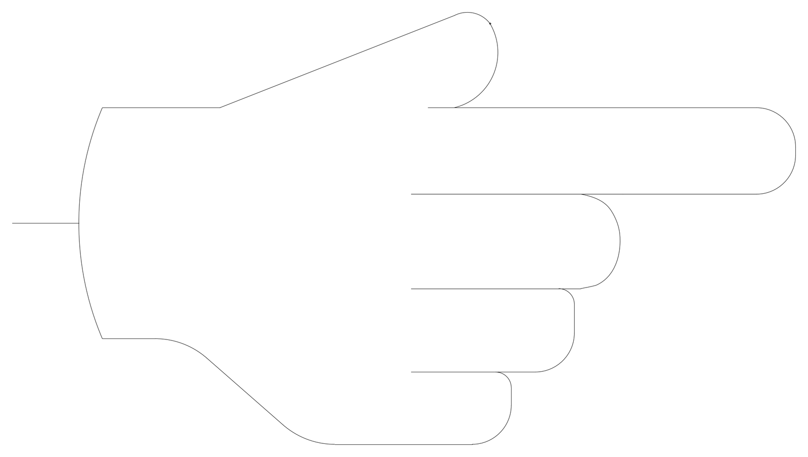 Pointing Hand Outline - Mirrored – free CAD block preview