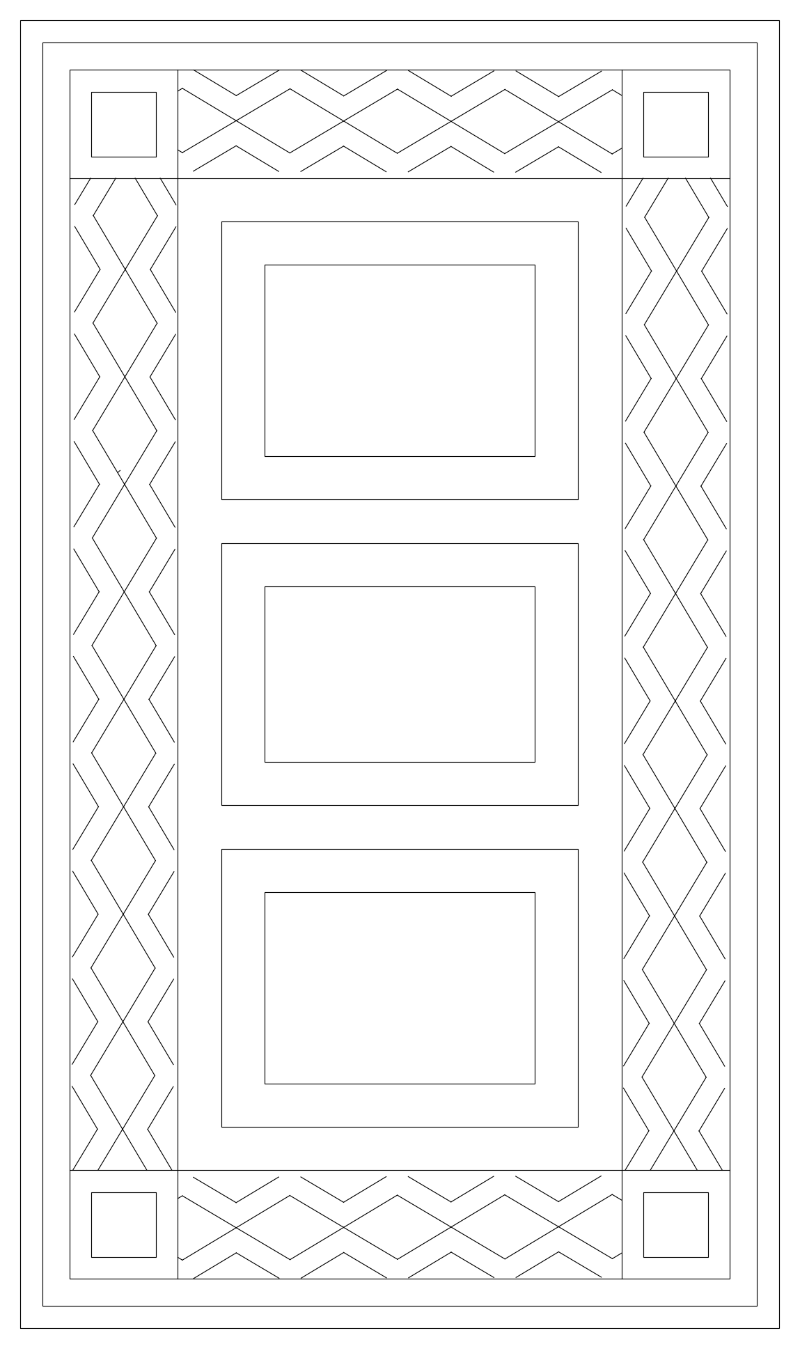 Rectangular Rug with Zigzag Border - Plan View – free CAD block preview