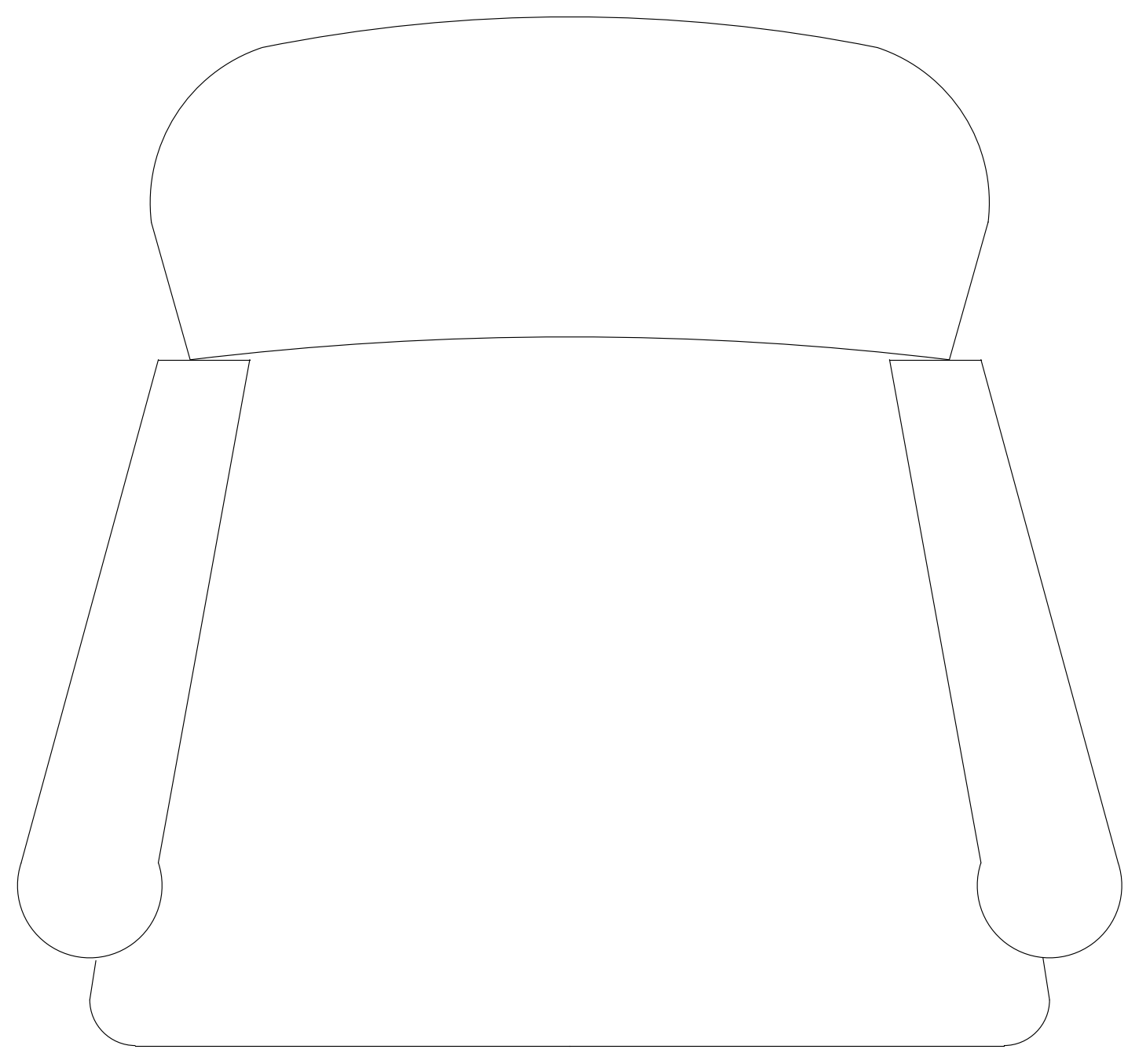 Rolled-Arm Armchair - Plan View – free CAD block preview