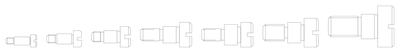 Shoulder Screws M3 to M10 - Side Elevations CAD block preview