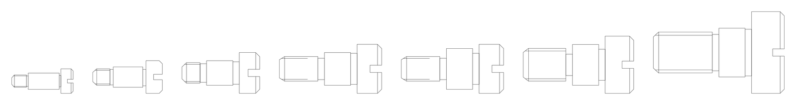 Shoulder Screws M3 to M10 - Side Elevations – free CAD block preview