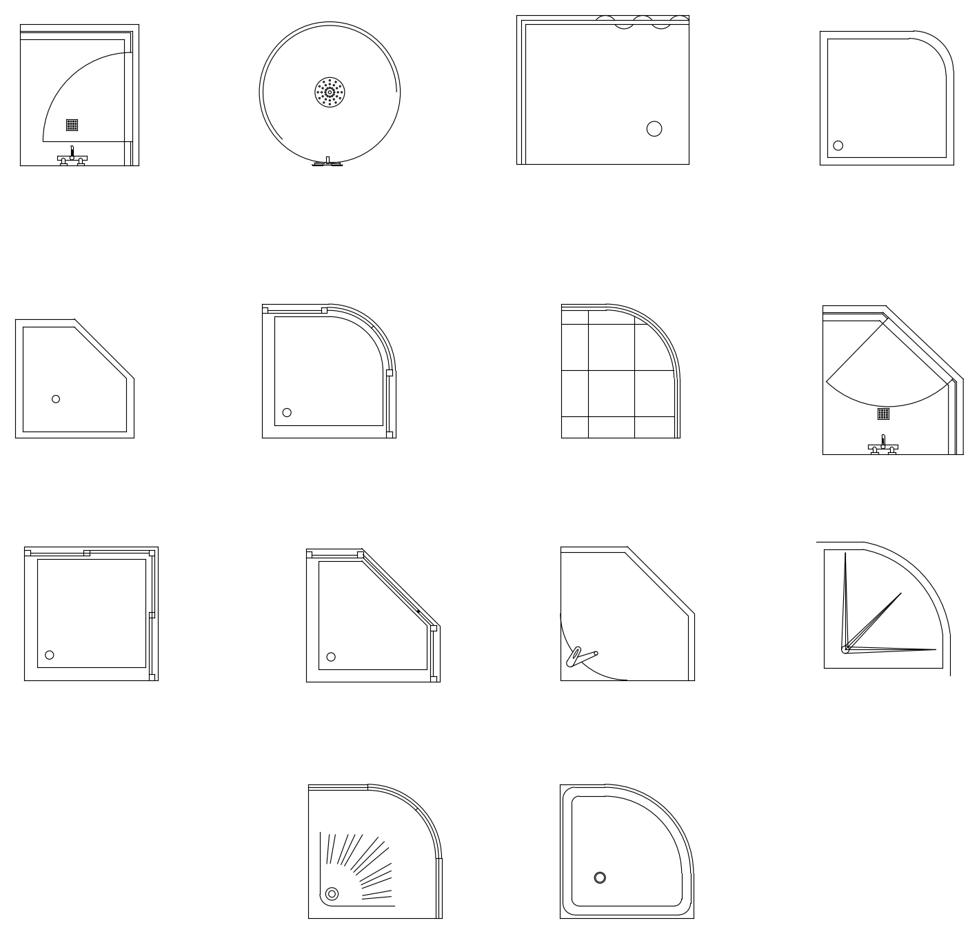 Shower Bases - Plan View – free CAD block preview