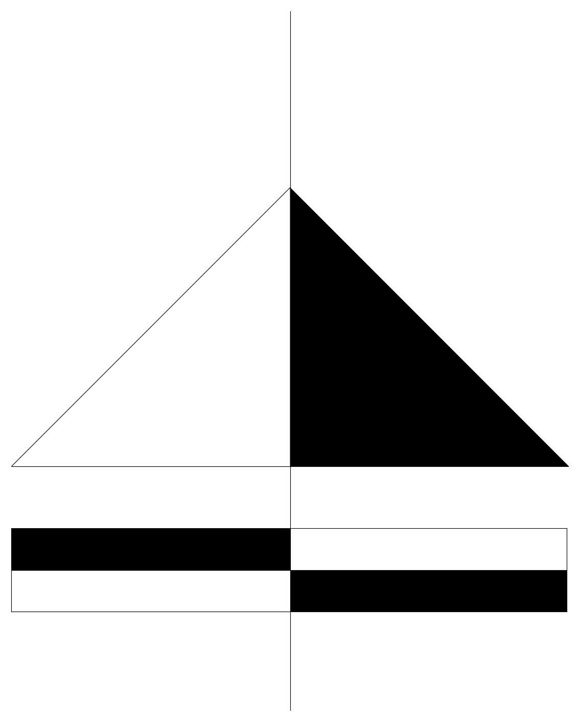 Split Triangle North Point with Scale Bar – free CAD block preview