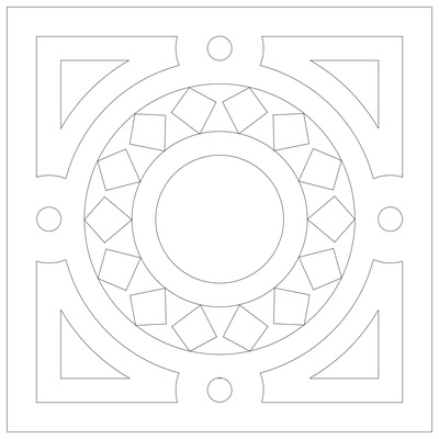 Square Rug with Geometric Pattern - Plan View CAD block preview