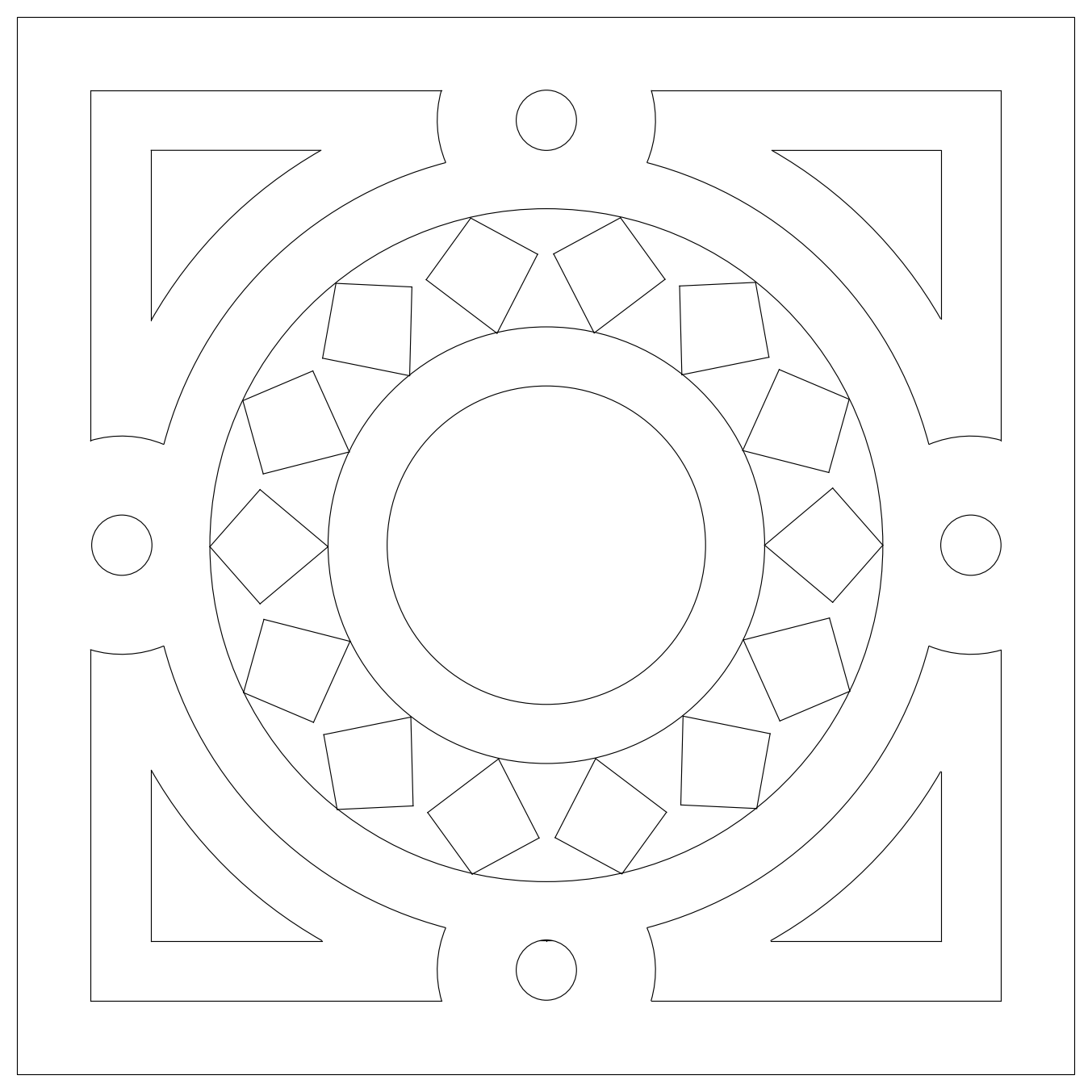 Square Rug with Geometric Pattern - Plan View – free CAD block preview