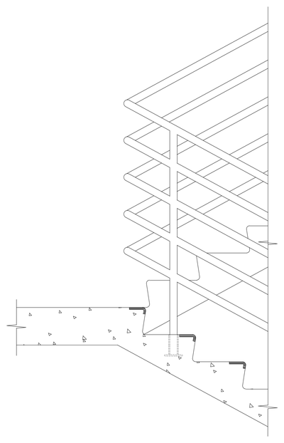 Stair Landing Section with Balustrade CAD block preview