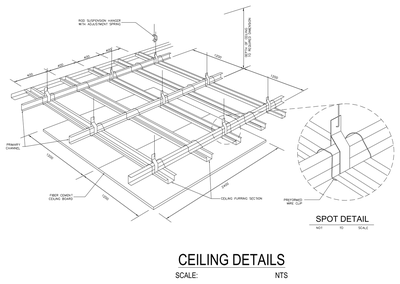 Suspended Ceiling Details - Isometric with Spot Detail CAD block preview