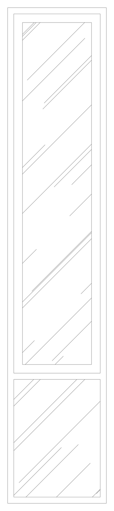 Tall Window Elevation - Upper and Lower Glazed Panes CAD block preview