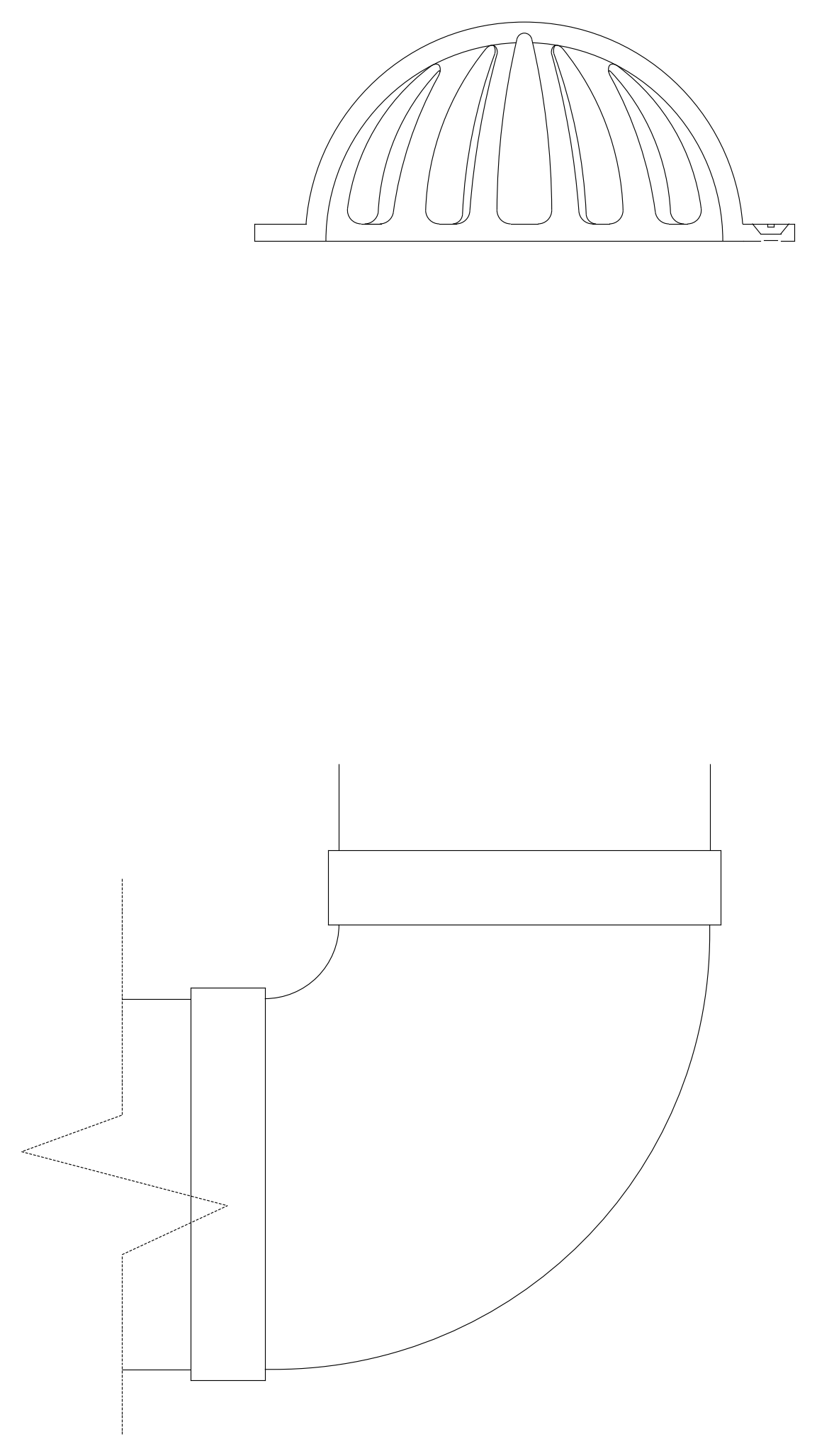 Vent Cap and Pipe Bend at Wall - Plumbing Detail – free CAD block preview