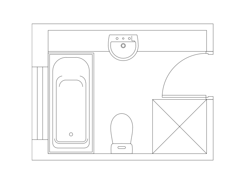 Floor Plan Sample - Bath Loo 900 square shower and a BIG vanity