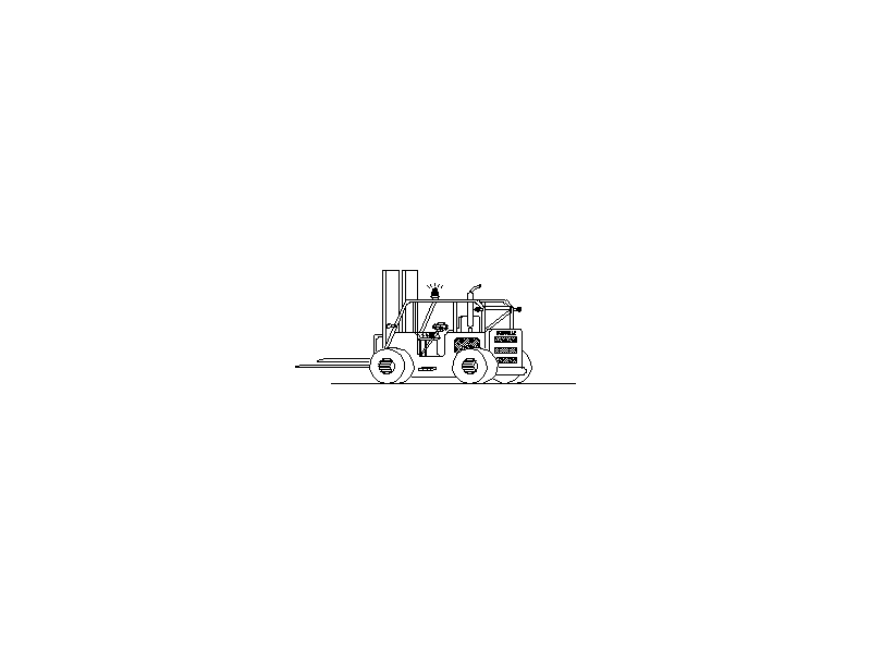 An isometric view of a forklift